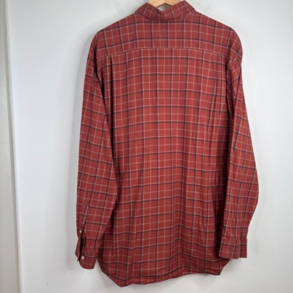 Barbour Flannel XXL Button Down Plaid Burnt Orange Rust Classic Preppy Old Money - Picture 2 of 10